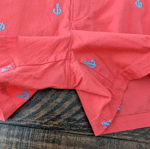 Old Navy Nautical Chino Shorts 2 Coral Blue Embroidered Coastal Anchors Short - Picture 7 of 10